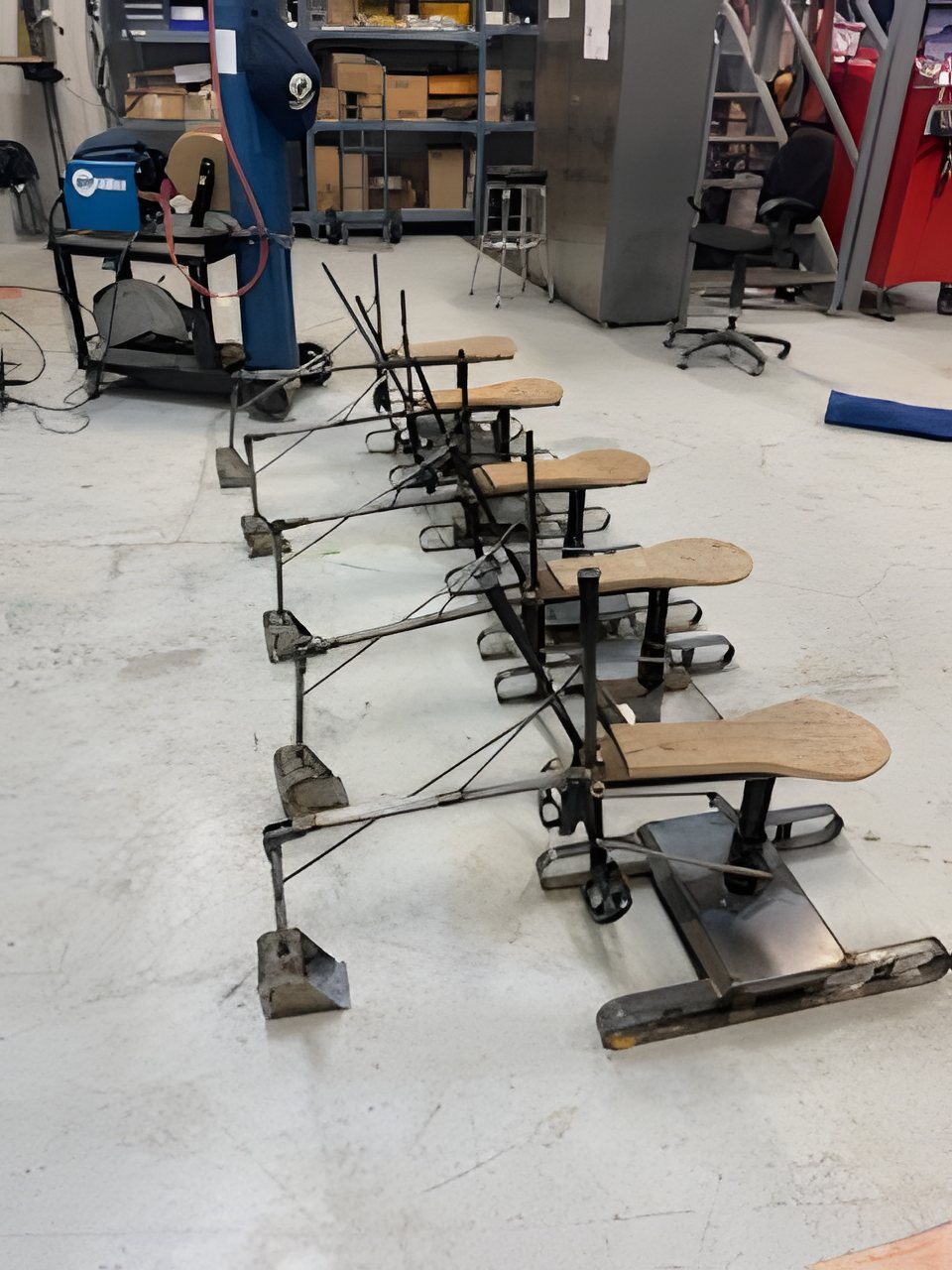 Bedrock Digger units lined up on the production floor in the Bedrock shop