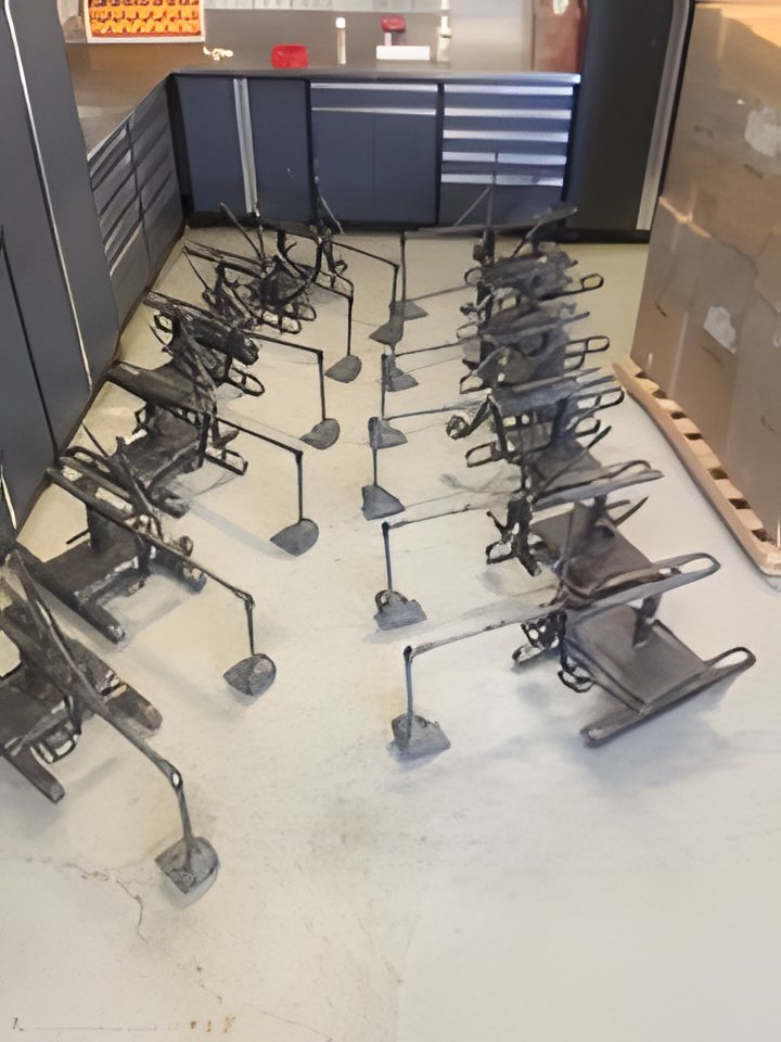 Bare steel Bedrock Digger frames freshly welded, before paint